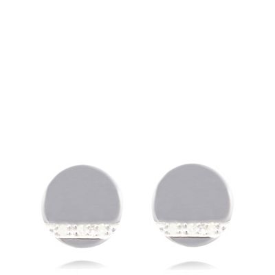 Sterling silver diamond circle stud earrings